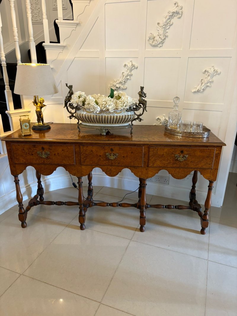 Unusual Antique Edwardian Quality Burr Walnut Dresser Base - Image 2